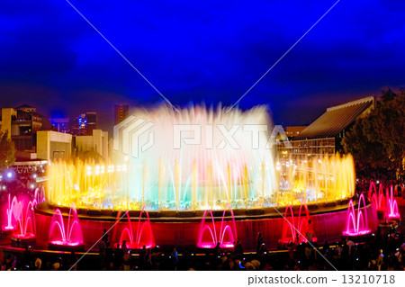 The famous Montjuic Fountain in Barcelona. The famous Montjuic Fountain in Barcelona. 13210718