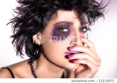 Beautiful Brunette with creative makeup. Eyeshadow 13210975