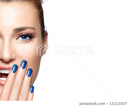 Happy People. Half Face of Beautiful Girl Laughing Happy People. Half Face of Beautiful Girl Laughing 13211037