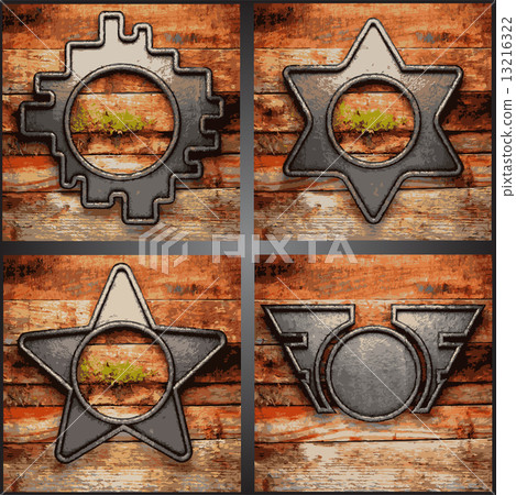 Vector wood and metal background set 13216322