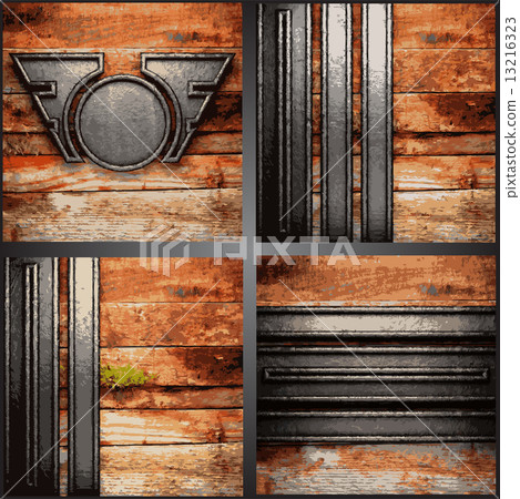Vector wood and metal background set Vector wood and metal background set 13216323