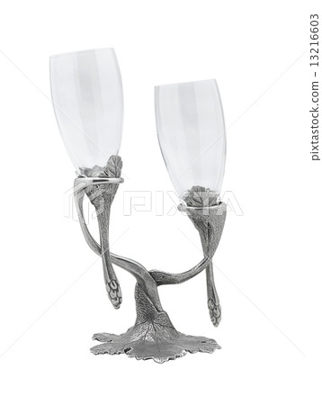 pair of wine glasses hang on stand 13216603