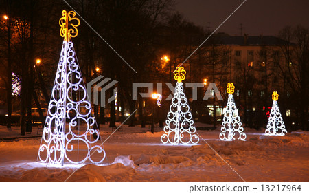 Light Christmas trees in Nizhny Novgorod Russia 13217964