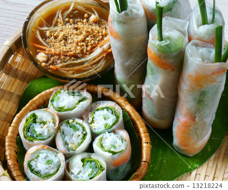 Vietnamese food, goi cuon, salad roll Vietnamese food, goi cuon, salad roll 13218224