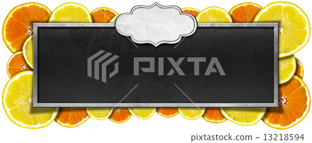 Blackboard with Fruit Frame and Label 13218594
