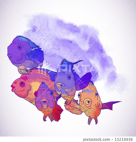 Colorful Greeting Card with Fish Colorful Greeting Card with Fish 13218936