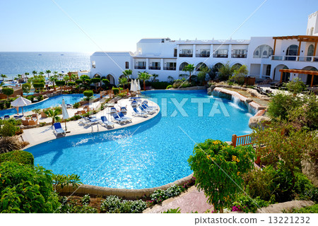 The beach with swimming pools at luxury hotel, Sharm el Sheikh, 13221232