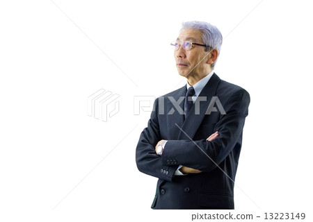 與白色後面衣服的拉丁文的灰色男性商人適合 13223149