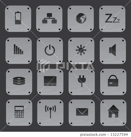 metal texture buttons with replaceable computer icons eps10 metal texture buttons with replaceable computer icons eps10 13227594