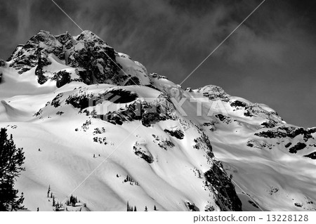 snow mountain, snowy mountain, black and white 13228128