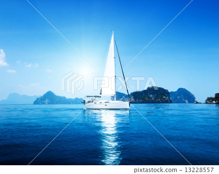 yacht and blue water ocean yacht and blue water ocean 13228557