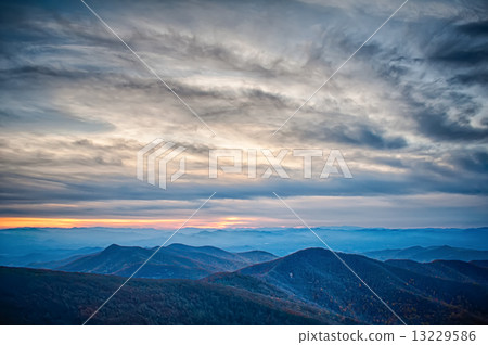sunset view over blue ridge mountains 13229586