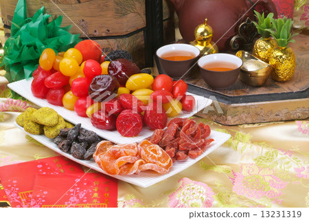 Dried fruits on chinese new year background Dried fruits on chinese new year background 13231319