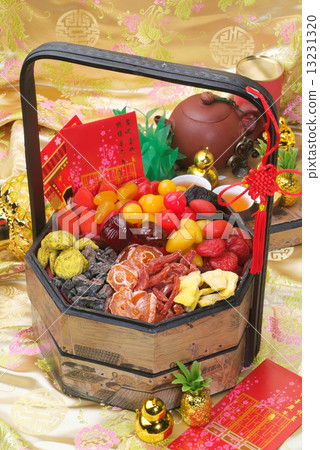 Dried fruits on chinese new year background 13231320