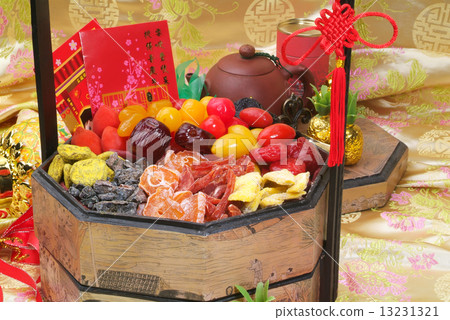 Dried fruits on chinese new year background 13231321