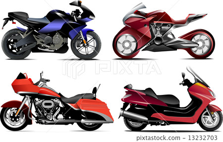 Four  modern motorcycle. Vector illustration 13232703