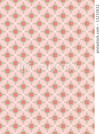 Pink flower in circle seamless pattern vector illustration.  13233632
