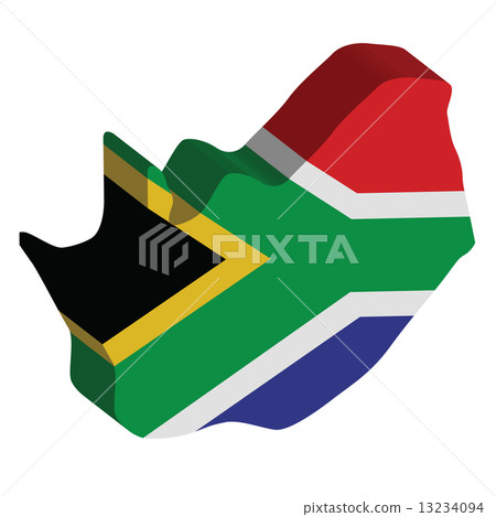 3D vector flag map of South Africa.  13234094