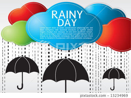 Colorful cloudy with raining on black umbrellas. Colorful cloudy with raining on black umbrellas. 13234969