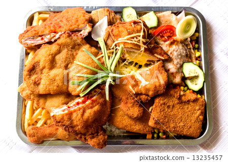 Delicious food on white plate Delicious food on white plate 13235457