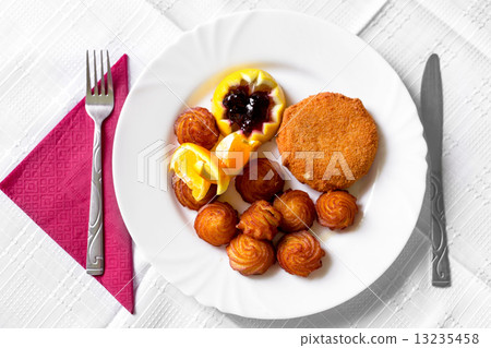 Food on white tablecloth 13235458