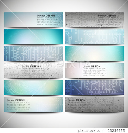 Big banners set, science backgrounds, microchip and electronics circuit backgrounds. Conceptual vect Big banners set, science backgrounds, microchip and electronics circuit backgrounds. Conceptual vect 13236655