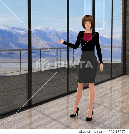 婦女3DCG例證材料擺在戶內 婦女3DCG例證材料擺在戶內 13237372