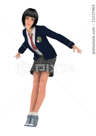Girls high school girl posing positively 3D CG illustration material Girls high school girl posing positively 3D CG illustration material 13237465