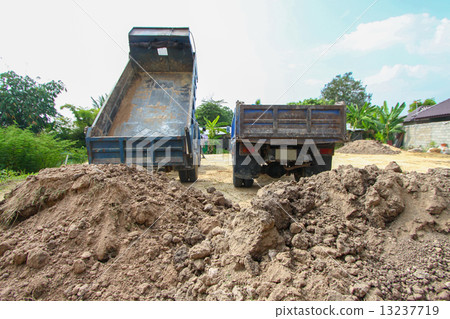 dumper truck on construction site,truck on a construction site in land. 13237719