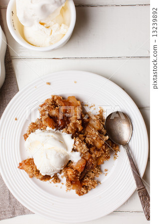 apple crumble with ice cream apple crumble with ice cream 13239892