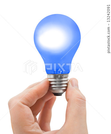 Hand with blue bulb Hand with blue bulb 13242091