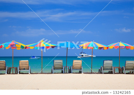 Beach chair on the beach, Phuketi, Thailand 13242165