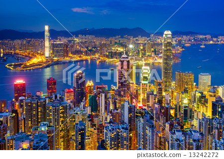Hong Kong skyline at night, China 13242272