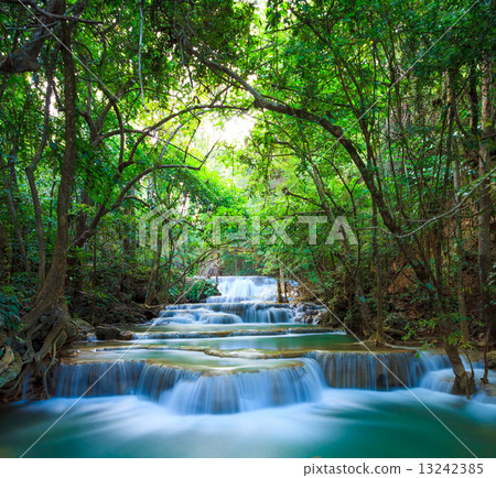 Deep forest Waterfall in Kanchanaburi, Thailand 13242385