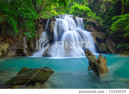 Deep forest Waterfall in Kanchanaburi, Thailand 13242634