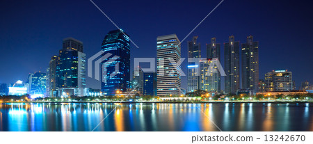 Panorama of Bangkok downtown city at night Bangkok,Thailand 13242670