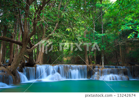 Deep forest Waterfall in Kanchanaburi, Thailand 13242674