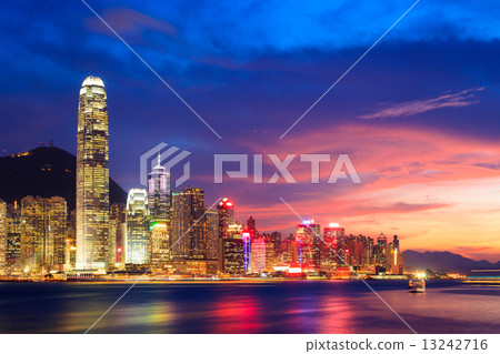 Hong Kong skyline at night, China 13242716