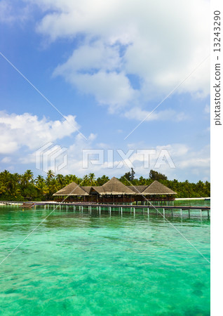 Water cafe on a tropical beach at Maldives Water cafe on a tropical beach at Maldives 13243290