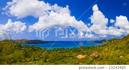Panorama of island Praslin, Seychelles Panorama of island Praslin, Seychelles 13243485