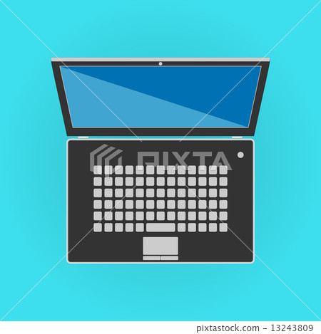 Black isolated laptop front side.  13243809