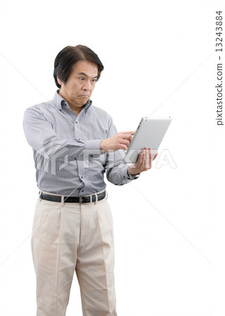 White pause of middle-aged man with casual wear 13243884