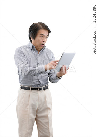 White pause of middle-aged man with casual wear 13243890