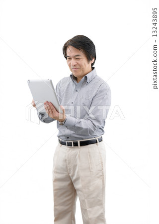 White pause of middle-aged man with casual wear 13243895
