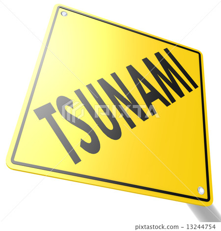 Road sign with tsunami 13244754