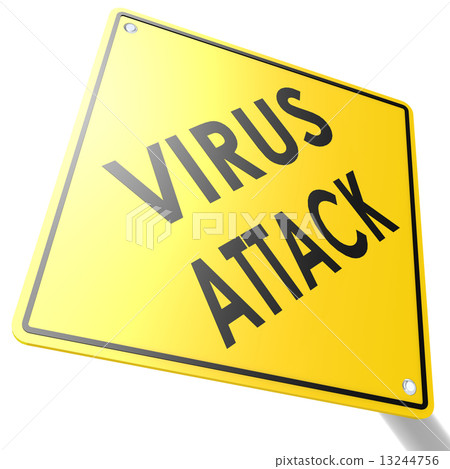 Road sign with virus attack Road sign with virus attack 13244756
