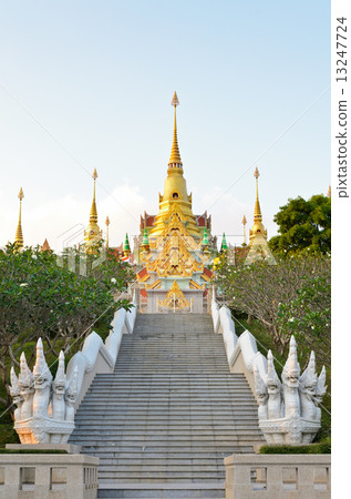 Stairs to golden pagoda Phra Mahathat Chedi Phakdi Prakat. Stairs to golden pagoda Phra Mahathat Chedi Phakdi Prakat. 13247724