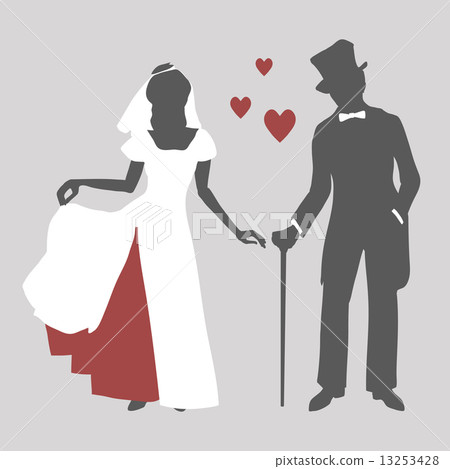 Bride and groom illustration in retro style Bride and groom illustration in retro style 13253428