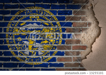 Dark brick wall with plaster - Nebraska 13255101