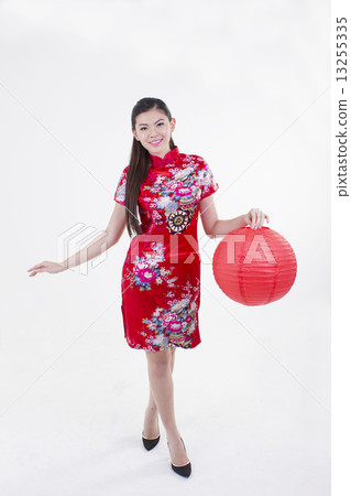 Girl holding red lantern 13255335